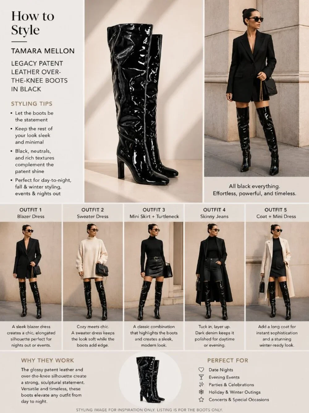 ​TAMARA MELLON | NWOB Legacy Patent Leather Over-The-Knee Boots Black 36.5